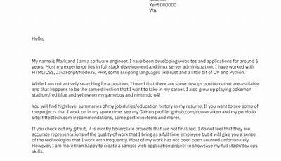 Cover Letter Sample Software Engineer
