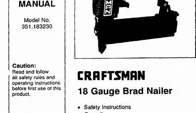 Craftsman 18 Gauge Brad Nailer Manual