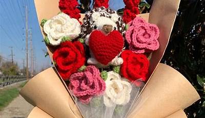Crochet Valentine Flower Bouquet