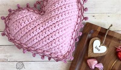 Crochet Valentine Heart Pillow