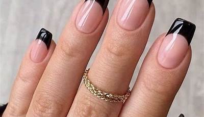 Cute Black Nails Ideas French Tips Square