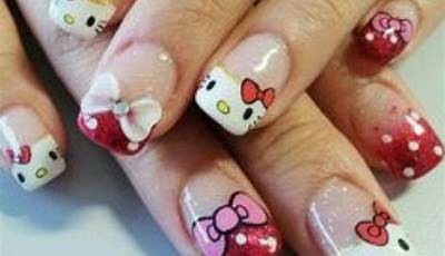 Cute Christmas Nails Hello Kitty