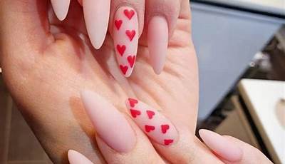 Cute Simple Valentines Nails Almond Pink