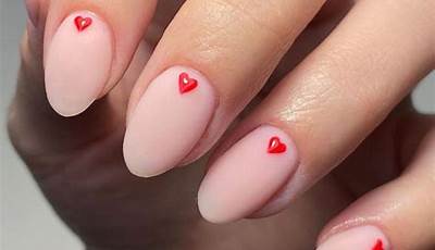 Cute Simple Valentines Nails Round