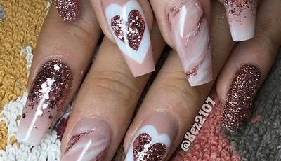 Cute Valentines Nails Rhinestone