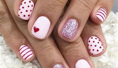 Cute Valentines Nails Short White