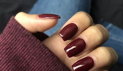 Dark Red Fall Nails Coffin