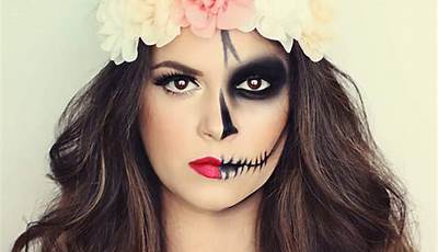 Discover The Beauty Of Tradition: Day Of The Dead Face Makeup Tutorial With A Colorful Ribbon Lei Tw