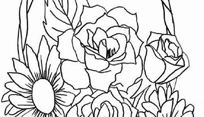 Dibujos De Flores En Cesta Para Colorear E Imprimir