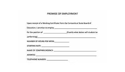 Employment Promise Letter Sample
