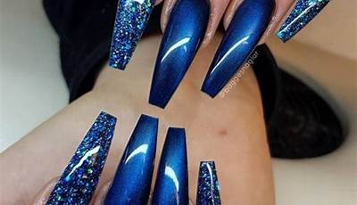 Fall Blue Nails Coffin
