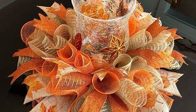 Fall Deco Mesh Centerpieces For Table