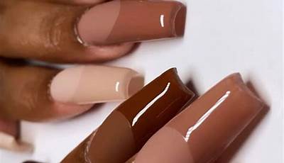Fall French Tip Nails Short Brown