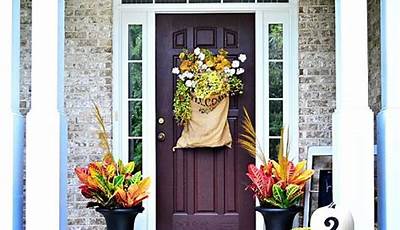 Fall Front Porch Decor Blue Door