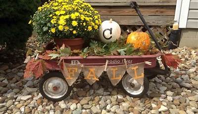 Fall Front Porch Decor With Red Wagon