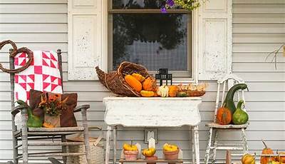 Fall Front Porch Decor With Small Table