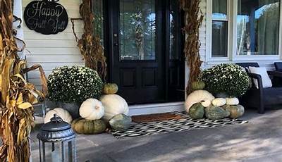 Fall Front Porch Ideas With White Pumpkins