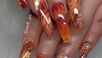 Fall Inspired Nails Acrylic Coffin