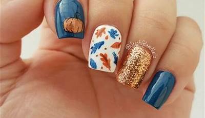 Fall Nail Designs Autumn Classy Blue