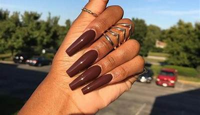 Fall Nails Coffin Long Brown