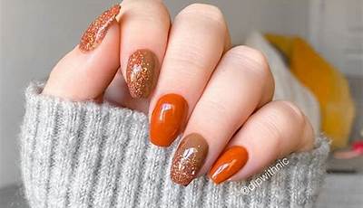 Fall Nails Orange And Gold