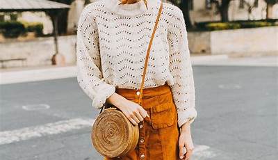 Fall Outfits Orange Skirt