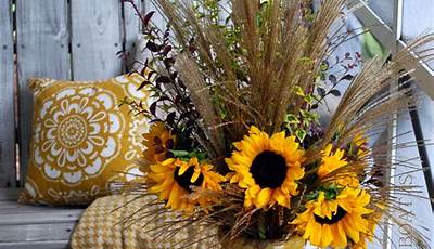Fall Porch Decor With Sunflowers