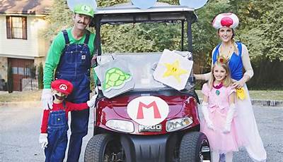 Family Halloween Costumes With Golf Cart