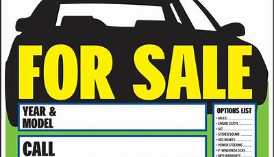 For Sale Car Sign Printable
