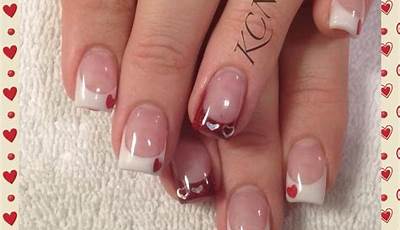 French Tip Valentines Day Nails Square