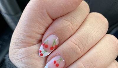 French Tips Nails Cherry