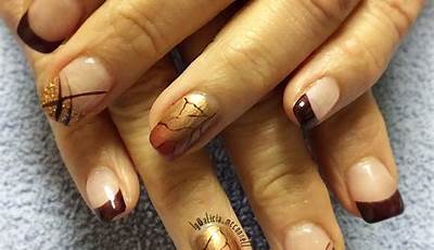 French Tips Nails With Design For Fall