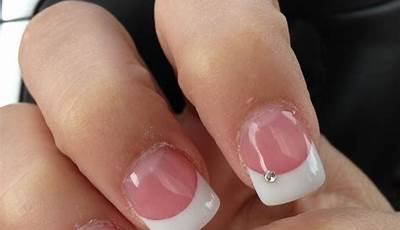 French Tips Nails With Diamonds