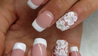 French Tips With Flowers Nails