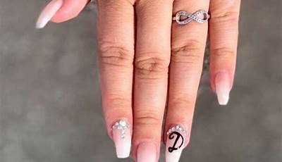 French Tips With Letter On It