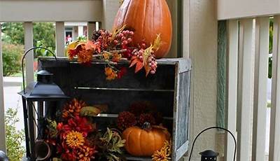 Front Porch Fall Decor With Wooden Crates