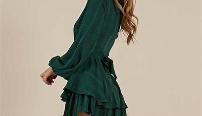 Green Long Sleeve Hoco Dress