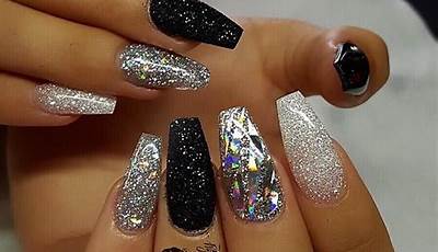 Hoco Nails For Black Sparkly Dress