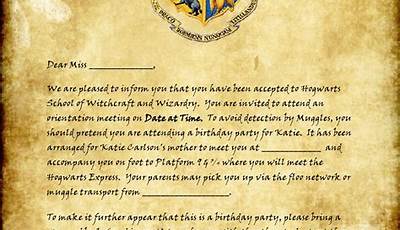 Hogwarts Letter Of Acceptance Printable