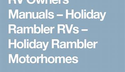 Holiday Rambler Repair Manual