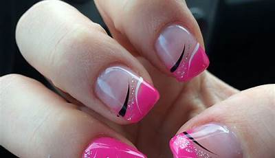 Hot Pink Nails With Design Fall