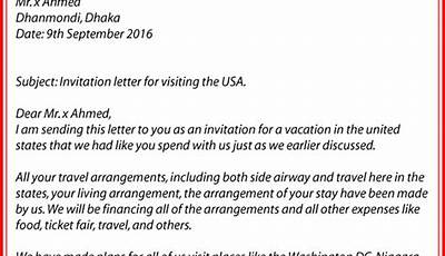Invitation Letter Sample To Visit Usa