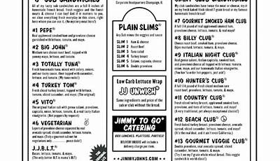 Jimmy John's Printable Menu