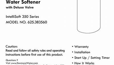 Kenmore Water Softener Manual 625 Series