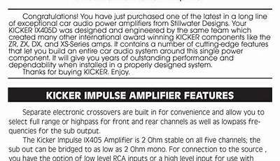 Kicker Ix405D Owner's Manual