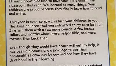 Kindergarten Graduation Letter To Parents Sample