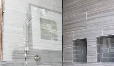 Large Gray Tile Bathroom Shower Designs