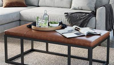 Leather Ottoman Bench Coffee Table