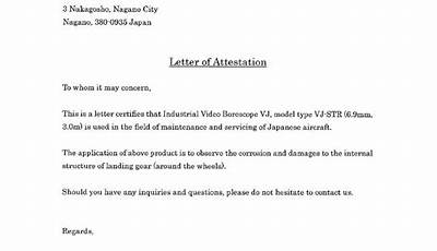 Letter Of Attestation Sample
