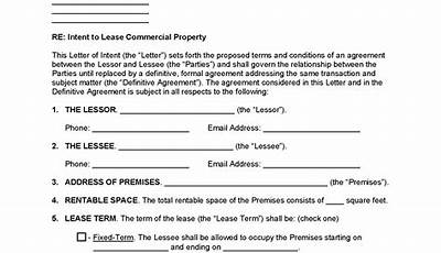 Letter Of Intent To Lease Commercial Property Sample